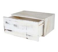 Étagère murale Dinant, avec tiroir, 21x46x30cm style shabby, vintage blanc Blanc G