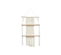 Etagère murale double bohème en macramé et plateaux en bois - -