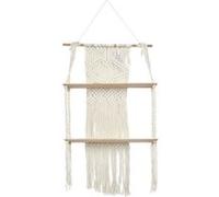 Etagère murale double bohème en macramé et plateaux en bois - - ALTOBUY Blanc