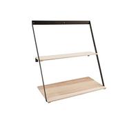 BASIK - Etagère Murale Double en Bois et Métal Noir -