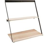 BASIK - Etagère Murale Double en Bois et Métal Noir -