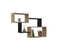 IDMarket - Etagère Murale Double Position LOUANE Bois façon hêtre et Noir