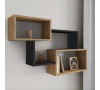 IDMarket Étagère murale double position LOUANE bois façon hêtre et noir