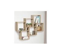 IDMarket - Etagère Murale Double Position Lucas Bois façon hêtre