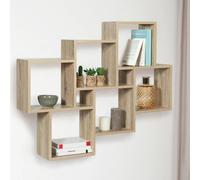 IDMarket - Etagère Murale Double Position Lucas Bois façon hêtre