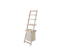 Étagère murale échelle de salle de bain HWC-B59 bois de pin 152x41x35 cm 39l