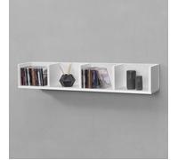 [en.casa] Meuble Mural Design Étagère Flottante Stylée 4 Compartiments de Stockage Capacité de Charge 10 kg Panneau de Particules Mélaminé 95 x 17 x 17 cm Blanc Mat