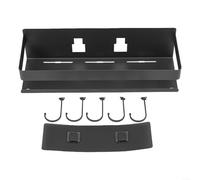 Étagère murale en acier au carbone pour cuisine, épices, condiments, ustensiles et rangement quotidien des essentiels de cuisine (pas de trace) 30 cm 5 crochets