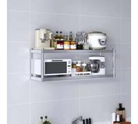 Étagère murale en acier inoxydable à 2 niveaux/3 niveaux pour cuisine, organisateur polyvalent, étagère de rangement pour épices, micro-ondes, friteuse à air, grille-pain(2 - Layer 80x30x75cm)