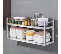 Étagère murale en acier inoxydable à 2 niveaux，étagère de rangement pour cuisine, support robuste pour four à micro-ondes, étagères flottantes avec garde-corps pour restaurant，buanderie(90X30X40CM)