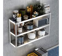 Étagère murale en acier inoxydable，Étagère de rangement réglable à 3 niveaux，étagère de cuisine，support de four à micro-ondes，étagères de garde-manger，étagère robuste pour bureau(120x35x75cm)