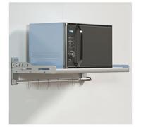 Étagère murale en acier inoxydable pour four à micro-ondes avec 6 crochets, organisateur d'épices pliable pour solution de rangement de cuisine