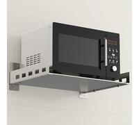 Étagère murale en acier inoxydable pour four à micro-ondes - Étagère de rangement de cuisine en métal robuste, support multifonction pour grille-pain et organisation des épices