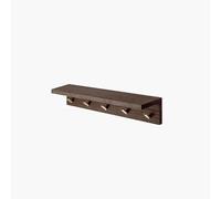 Étagère Murale En Bois De Chêne Avec Crochets Métal, Porte-serviettes Crochet Pour Manteau Fixé Au Mur Cintre Pour Chapeau, Idéal Pour Salle Bains, Spa, Couloir, Vestiaire(Walnut,5 hooks)