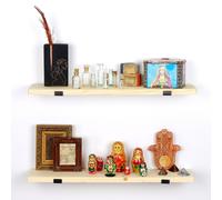 Bussa étagère murale en bois d'épicéa et métal - 2 rangements - bois et noir