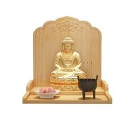 Étagère Murale en Bois for autel de Bouddha, Table de méditation, Guan Gong, Dieu de la Richesse, sanctuaire, Niche de prière, présentoir à encens(Yellow,43x37x42cm)