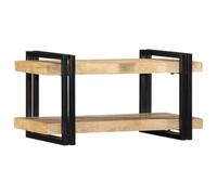 Étagère murale en bois massif de manguier rugueux, 70 x 33 x 35 cm, avec cadre en métal solide, pour salon et bureau, peu encombrante, avec beaucoup d'espace de rangement et design moderne