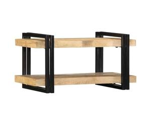 Étagère murale en bois massif de manguier rugueux, 70 x 33 x 35 cm, avec cadre en métal solide, pour salon et bureau, peu encombrante, avec beaucoup d'espace de rangement et design moderne