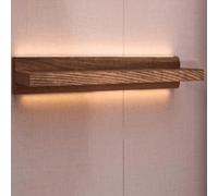Étagère murale en bois massif - Étagères lumineuses - Séparateurs de mots - Double face - Style scandinave japonais - Marron foncé - 100 cm de long - Rangement d'intérieur moderne