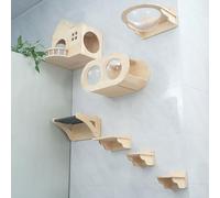 Étagère Murale en Bois Massif for Chat et perchoir, nid for à Monter soi-même, Plateforme de Saut, Capsule Spatiale, Arbre sisal(Style1)