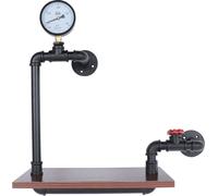 Étagère murale en bois massif métal tubulaire décoration industrielle (noir+marron) pour maison salle de bain cuisine bureau
