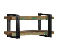 Étagère murale en bois massif recyclé multicolore 70 x 33 x 35 cm avec cadre en fer robuste, peu encombrante, multifonctionnelle pour salon, bureau, espace de rangement, design moderne