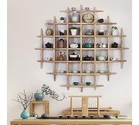 Étagère murale en bois - Présentoir pour ornements, jade, antiquités et thé - Décoration d'intérieur rustique 120 x 120 cm Solution de rangement polyvalente pour n'importe quelle pièce