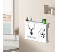 éTagère Murale en Bois Salle de Bain, Support Mural sans Percage, éTagères Murales Flottantes en Bois,Tablette Murale Rabattable, éTagère de Rangement Murales Blanche (Porte Simple cerf Plus Arbre)