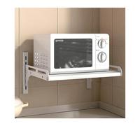 Étagère murale en fer pour micro-ondes - Étagère de rangement pour condiments - Design sans perçage - Avec crochets - Gain de place - Pour four et micro-ondes dans la cuisine