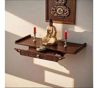 Étagère murale en forme de statue de Bouddha, autel Guanyin réglable avec tiroirs télescopiques, support de présentation en bois de bambou pour fournitures bouddhistes et décoration de temple de la