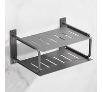 Étagère murale en métal à 2 niveaux pour routeur WiFi - Rangement peu encombrant pour vidéoprojecteur, console de jeu et lecteur DVD - Blanc élégant (41,5 cm)