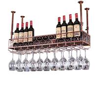 Étagère murale en métal pour bar | Hauteur réglable | Support mural pour bouteille de vin | Support de verre à vin suspendu | Porte-verres à pied pour décoration d'intérieur