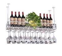 Étagère murale en métal pour bar | Hauteur réglable | Support mural pour bouteille de vin | Support de verre à vin suspendu | Porte-verres à pied pour décoration d'intérieur