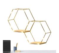 Étagère murale en nid d'abeille - Étagère murale hexagonale en métal, étagères hexagonales avec lumières | Étagère murale géométrique, décoration hexagonale, étagères flottantes géométriques