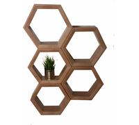 Étagère murale en nid d'abeille WPC EKO | Étagère décorative hexagonale | Étagère suspendue écologique | Étagère modulaire hexagonale moderne