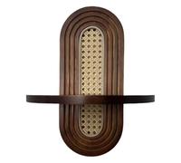 Étagère murale en rotin fabriquée à la main, design arqué, étagère en bois pour plantes d'intérieur, cadre photo, salon, chambre à coucher, étagères flottantes en rotin