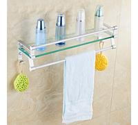 Étagère murale en verre trempé pour salle de bain avec porte-serviettes et crochets pour la maison et l'hôtel