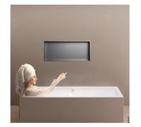 Étagère murale encastrée de grande capacité en acier inoxydable pour salle de bain et cuisine, pas de carrelage nécessaire, installation horizontale, gris (92 x 32 x 12,5 cm)