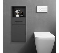 Étagère murale encastrée de niche - Économie d'espace - Armoire de salle de bain en alcôve pour papier toilette, poubelle, mouchoirs et organisation du téléphone