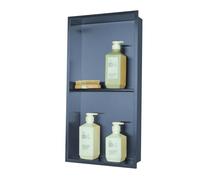 Étagère murale encastrée en acier inoxydable 304 - 27,9 x 69,8 x 12,4 cm - Étagère de douche à 2 niveaux pour salle de bain et cuisine - Solution murale grise