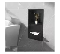 Étagère murale encastrée en acier inoxydable avec support pour papier toilette, rangement moderne pour salle de bain, douche, cuisine, salon, finition noire élégante