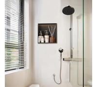 Étagère murale encastrée en acier inoxydable noir mat - 1/2/3/4 niveaux pour salle de bain - Pas besoin de carrelage - Parfaite pour les douches et salles de bains