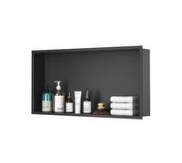 Étagère murale encastrée en acier inoxydable pour niche de douche, rangement étanche pour salle de bain, cuisine et salon, pré-assemblée, noire, 32 x 12,5 x 72 cm - Élégante et fonctionnelle