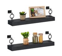 Lot de 2 étagères murales noires - RELAXDAYS - Etagère murale - Métal - 60 cm - 20 cm - 80 cm