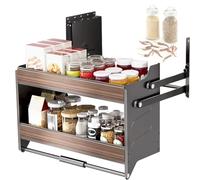 Étagère murale extractible - Solution de rangement peu encombrante pour armoires supérieures, idéale pour les bars et cafés, design à 2 niveaux