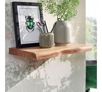 Étagère murale FineBuy bord d'arbre en bois d'acacia Étagère flottante Étagère suspendue massive
