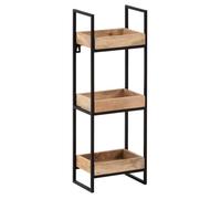 Étagère Murale - FINEBUY - Mango Bois Massif - Métal Noir - 27x77x18 cm - Design Industriel