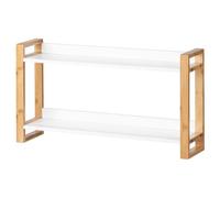 WENKO Étagère murale Finja, étagère de salon moderne de style Scandi Chic, étagère d'utilisation polyvalente pour les accessoires, les livres, etc., en bambou durable de qualité supérieure combiné au MDF, 60 x 35 x 15 cm, blanc/nature