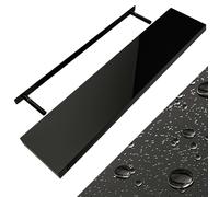 Etagère murale flottante 110cm max. 15kg noir brillant MDF robuste effet flottant support de fixation inclus étagère bois rangement