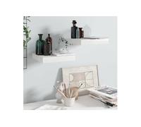 Etagère murale flottante 2 pcs Blanc brillant 23x23,5x3,8cm MDF